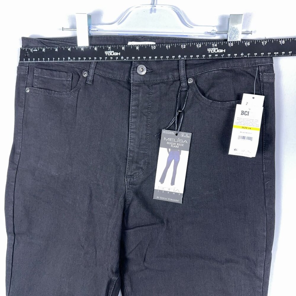 Sofia Vergara Melisa High Rise Flare Jeans Womens Size 14 Denim Stretch Black - Picture 7 of 11